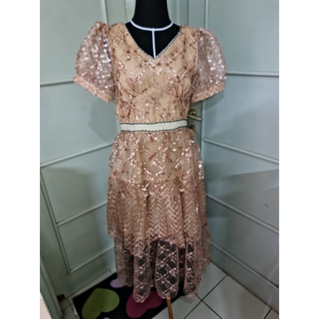 Dress Pesta Coklat Muda