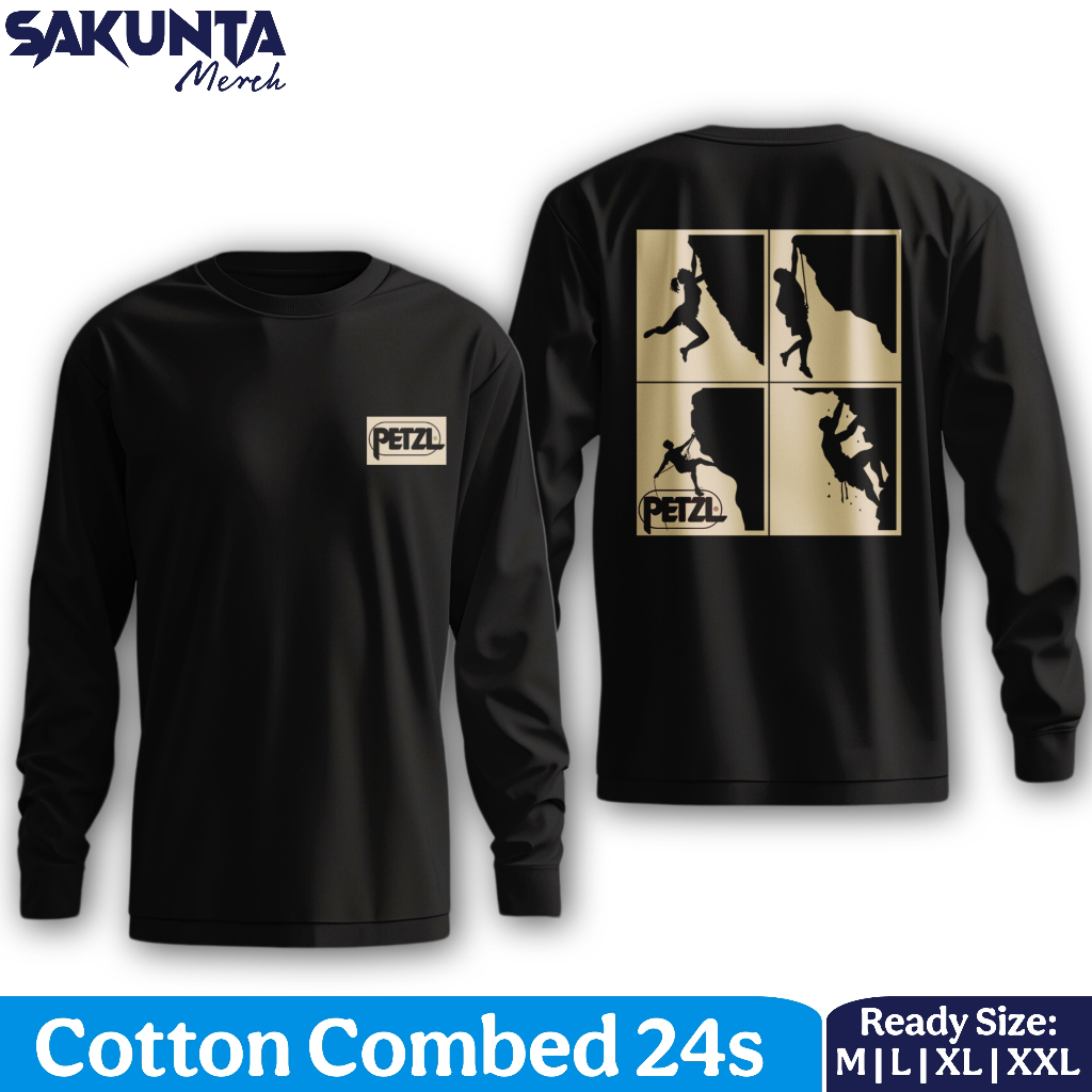 kaos lengan panjang Petzl baju outdoor pendaki gunung pria dan wanita petzl sakunta merch 4
