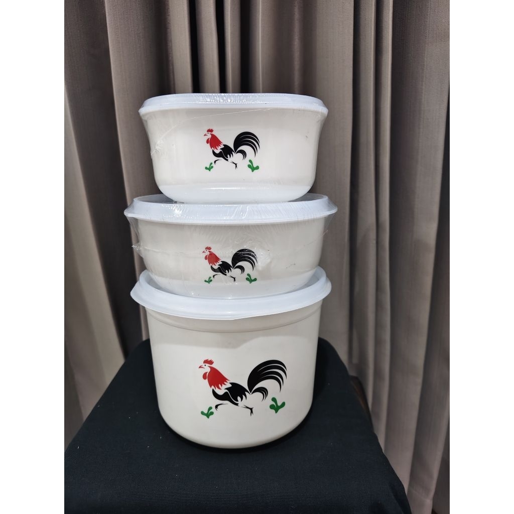 Mangkok Tutup Ayam Jago || Mangkok Plastik Tutup Basic Home