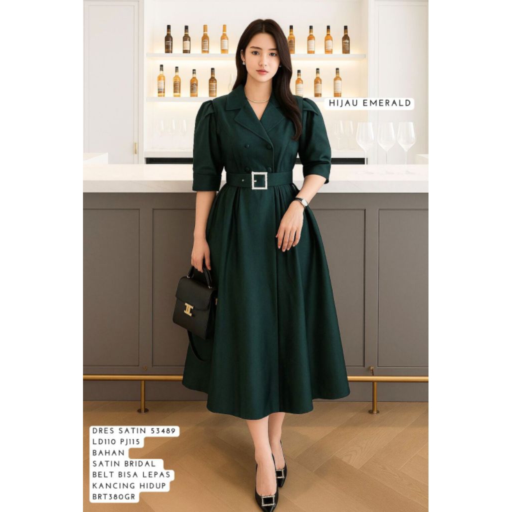 dress satin / Maxi natal / dress Imlek / dress pesta jumbo