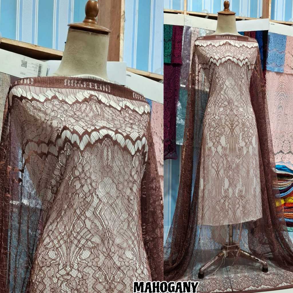 kain brokat chantily warna putih bw isi anjang 2,5 meter X lebar 1,5 meter