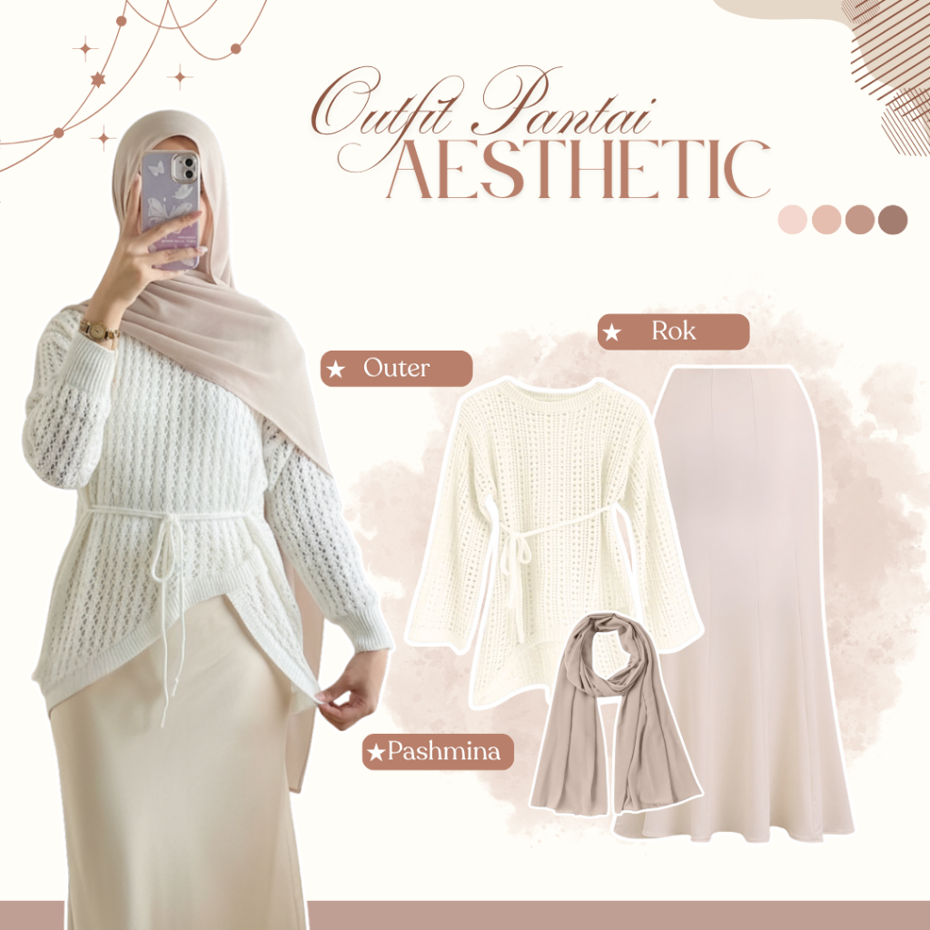 Setelan Wanita Kekinian ( Outer Pantai + Rok Duyung + Hijab) One Set Yuruma Korean Style - LS199