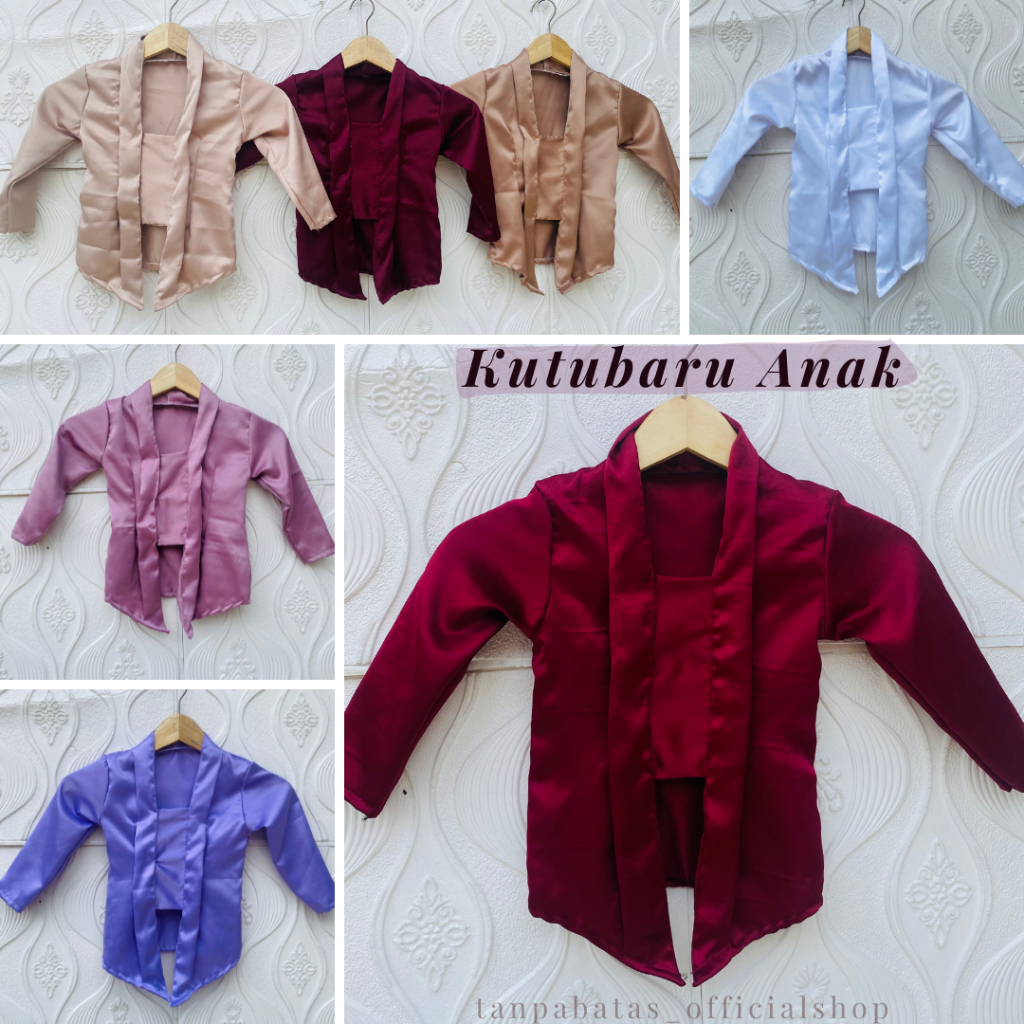 Kebaya Kutubaru Anak Satin Ukuran Paud-Tk Atasan Kebaya Polos Anak Perempuan Bahan Halus Nyaman