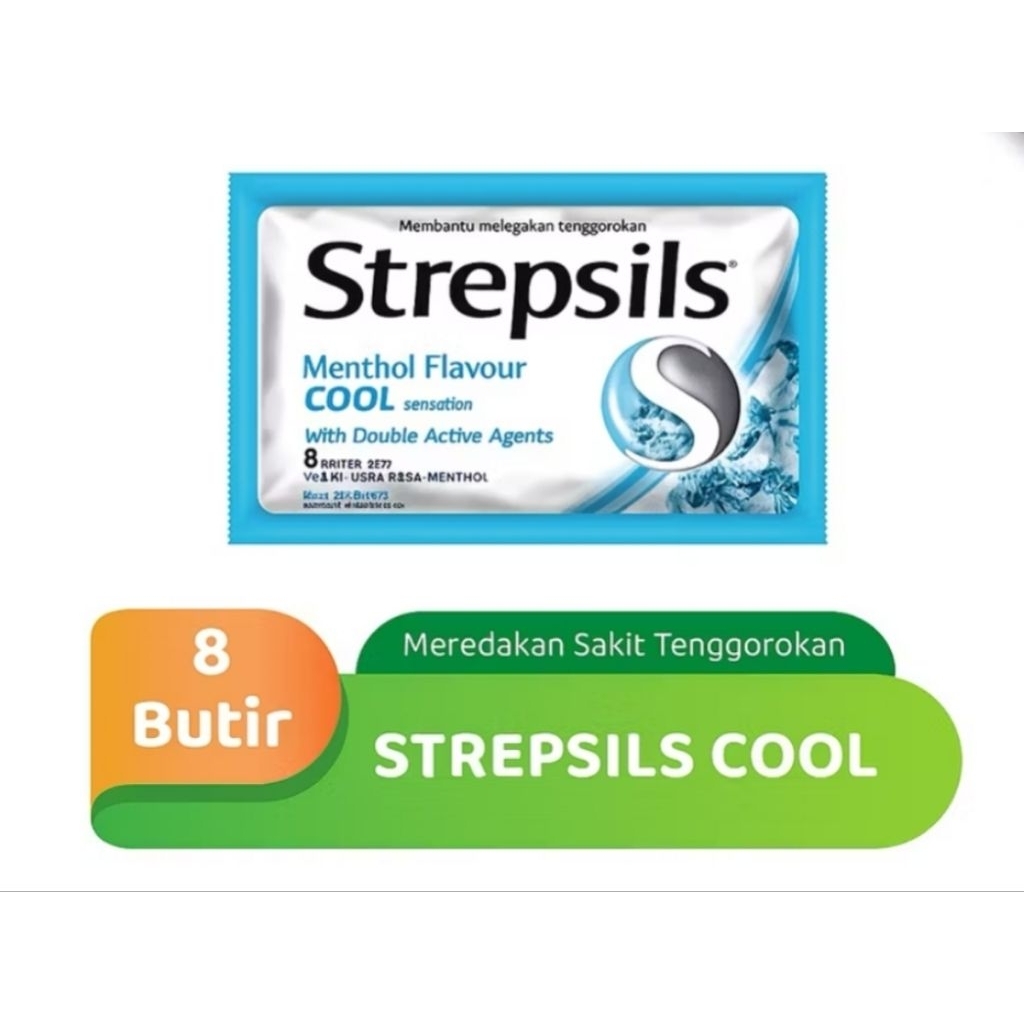 Permen Strepsils Menthol Flavour COOL isi 8 pcs/butir