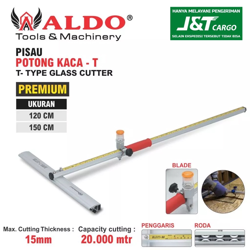 PISAU POTONG KACA T - PREMIUM / T- TYPE GLASS CUTTER / ALAT POTONG KACA T MERK ALDO