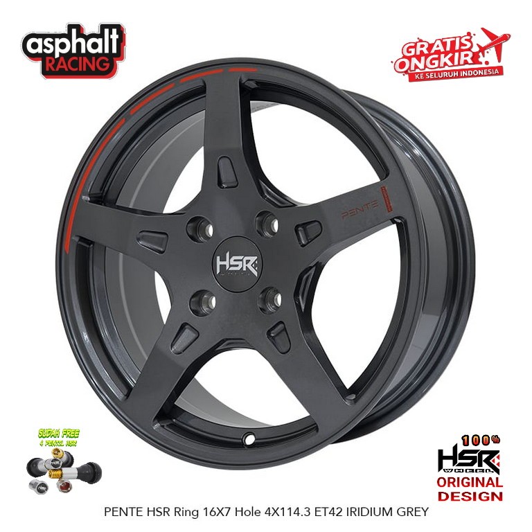 Paketan Velg Dan Ban R16 Hsr Pente Pcd 4x114,3 + Ban 195/55 R16 Accelera