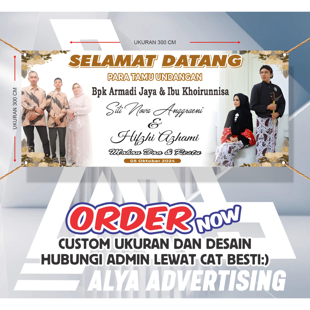 cetak spanduk banner Pernikahan nikah kawin wedding Selamat Datang Doa restu