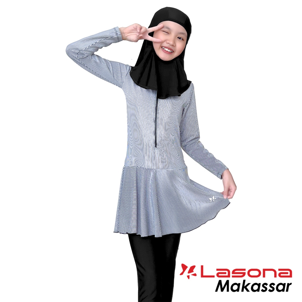 Lasona Kids Burkini Hijab Swimwear Baju Renang Muslim Anak Perempuan TRPM-G3344-L01343 Stok MAKASSAR