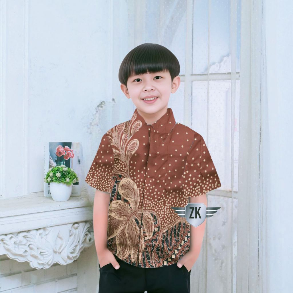 Batik Anak Laki-Laki Lengan Pendek  Modern Umur (2-12 tahun) Bisa Buat seragam Hajatan/Sekolah