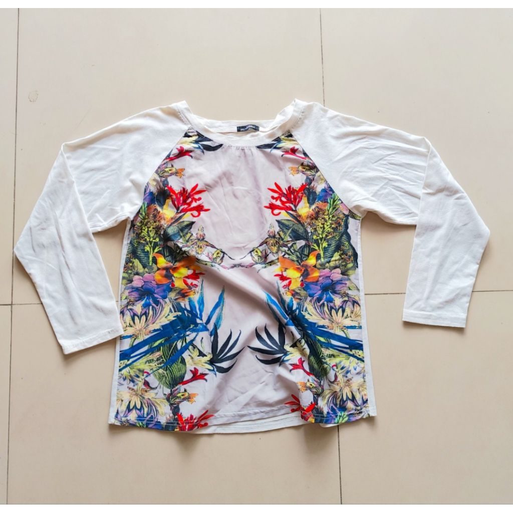 Atasan Kaos Lengan Panjang Wanita Zara W&B Collection All Size