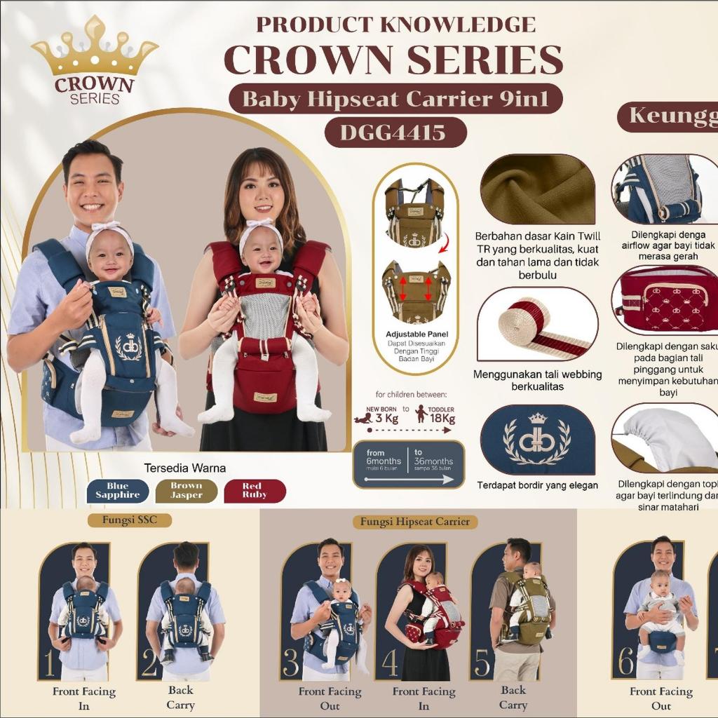 Gendongan Hipseat 9in1 Crown Series Dialogue Baby