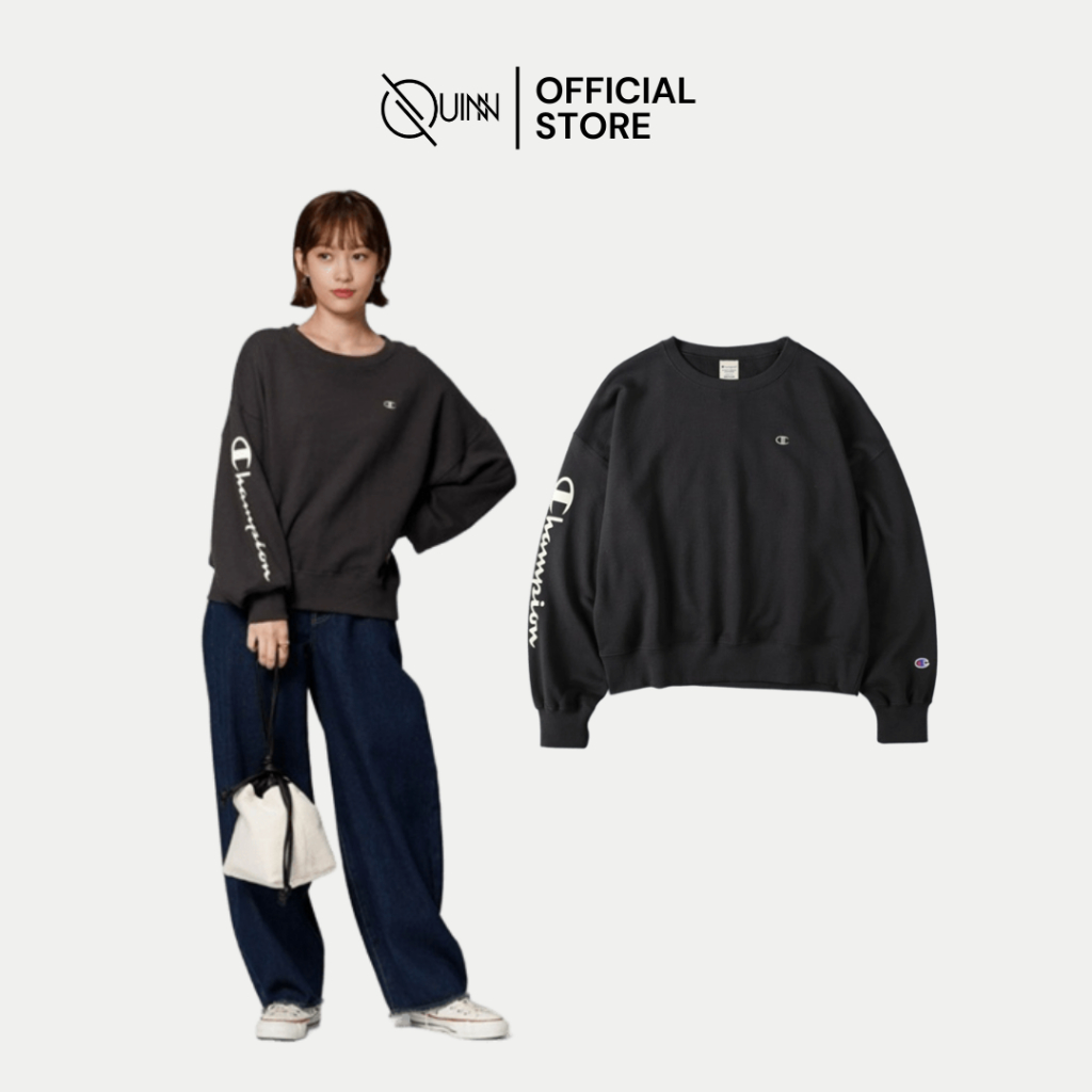 Champion Sweater Sweatshirt Crewneck Logo Print Women BNWT