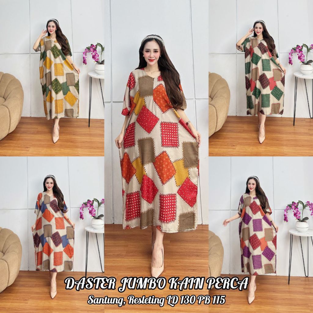 Daster jumbo kain perca adem nyaman dipakai sehari-hari