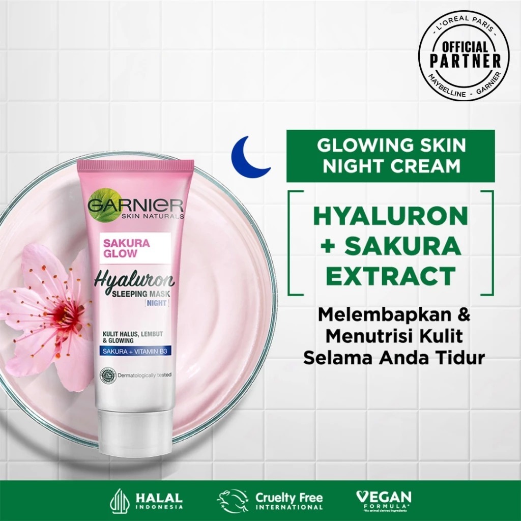 Garnier Sakura White Hyaluron Sleeping Mask Night Cream 20ml