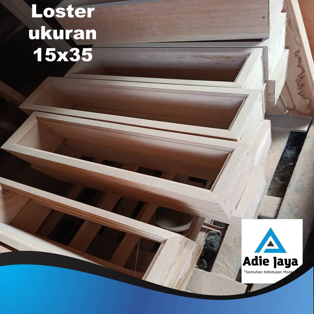 loster jendela dan loster pintu kayu mahoni ukuran  35x15