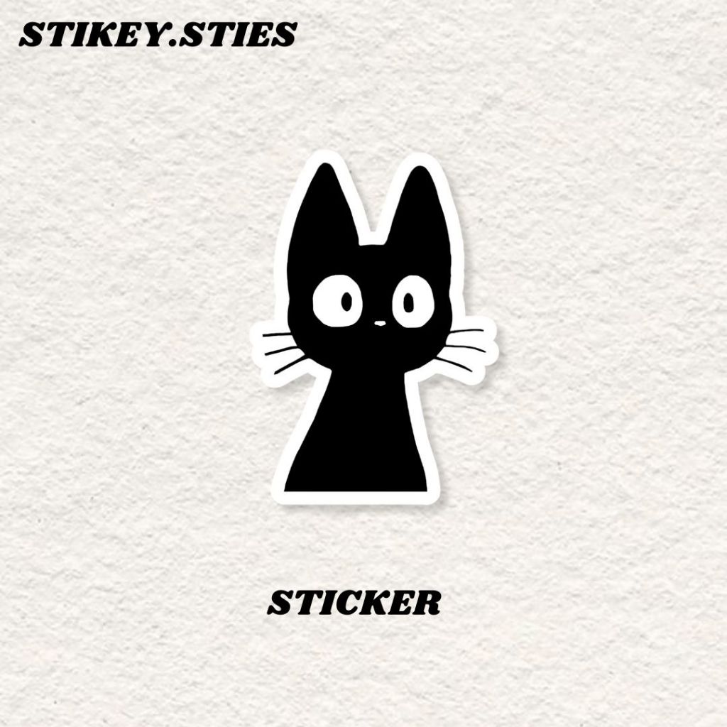 STICKER BLACK CAT DOODLE AESTHETIC ANTI AIR VINYL /  STIKER HELM LAPTOP HP MOTOR TUMBLR TAS KOPER