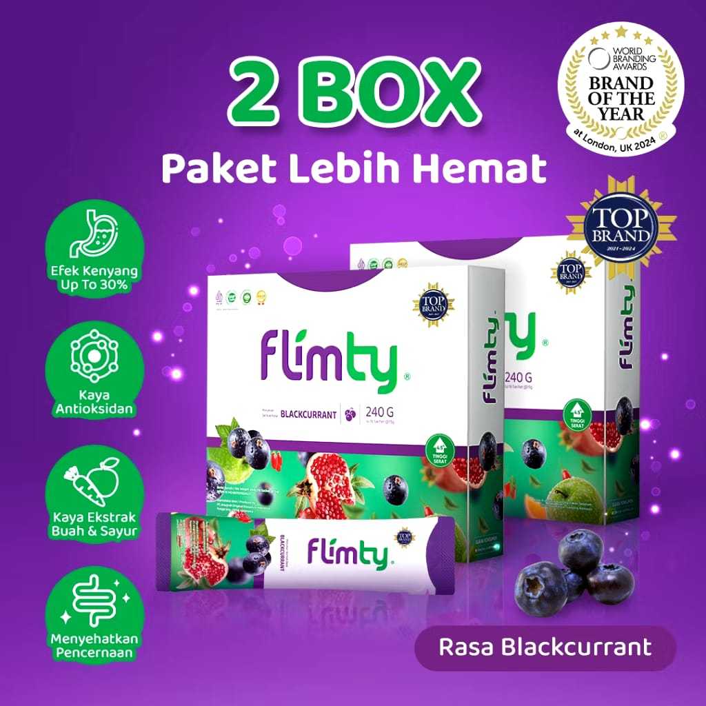 PAKET Flimty 2 BOX Fiber Detox (1 Box Isi 16 Sachet) Original Antioksidan Pelangsing Original BPOM H