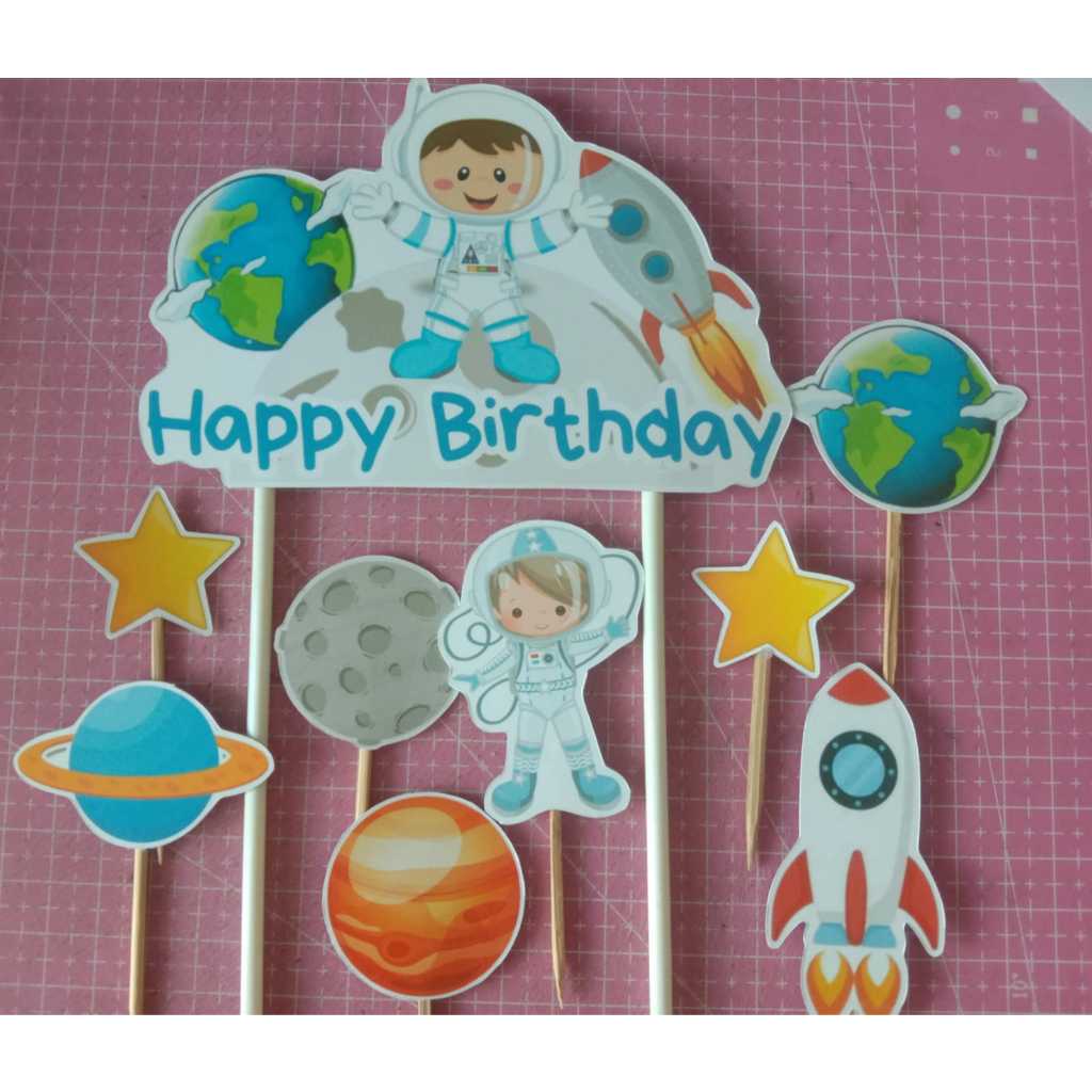 topper kue astronot untuk hiasan kue ulang tahun