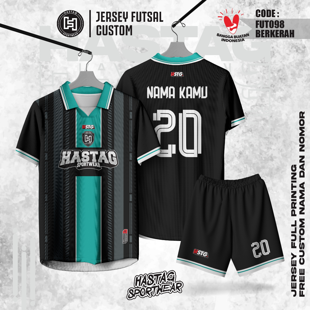 Jersey Futsal Retro Berkerah Full Printing Dryfit Nike Bisa Satuan Free Custom Nama dan Nopung HSTG0