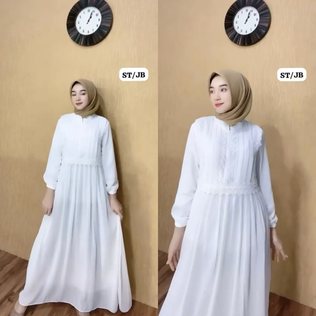 GAMIS MUSLIM DEWASA BAHAN CERUTY PREMIUM MIX RENDA DADA ( BUSUI )