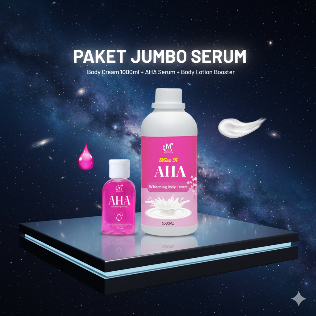Paket AHA Body cream 1000ml FREE serum AHA pink 30ml BPOM masker badan