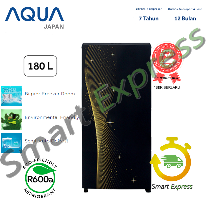 KULKAS AQUA AQRD225MSG / AQR-D225MSG / AQRD225MSG - (1 PINTU / 180 LITER)