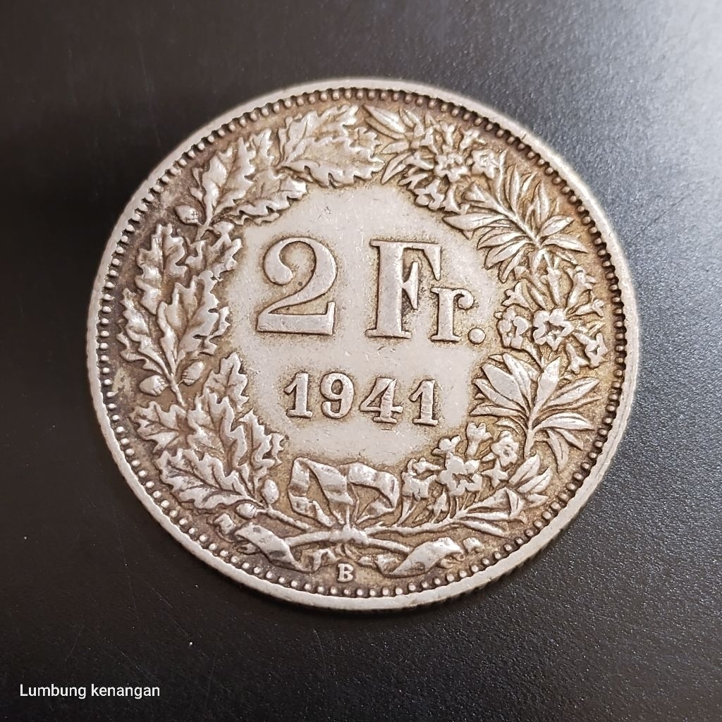 koin silver 2 Francs Switzerland koin perak