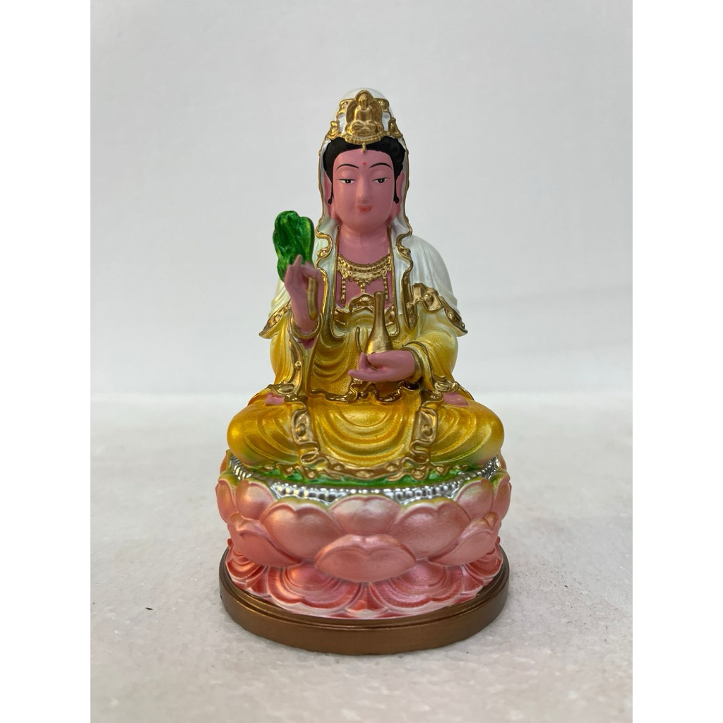 patung Dewi kwan im / guan yin duduk 4in bahan fiber