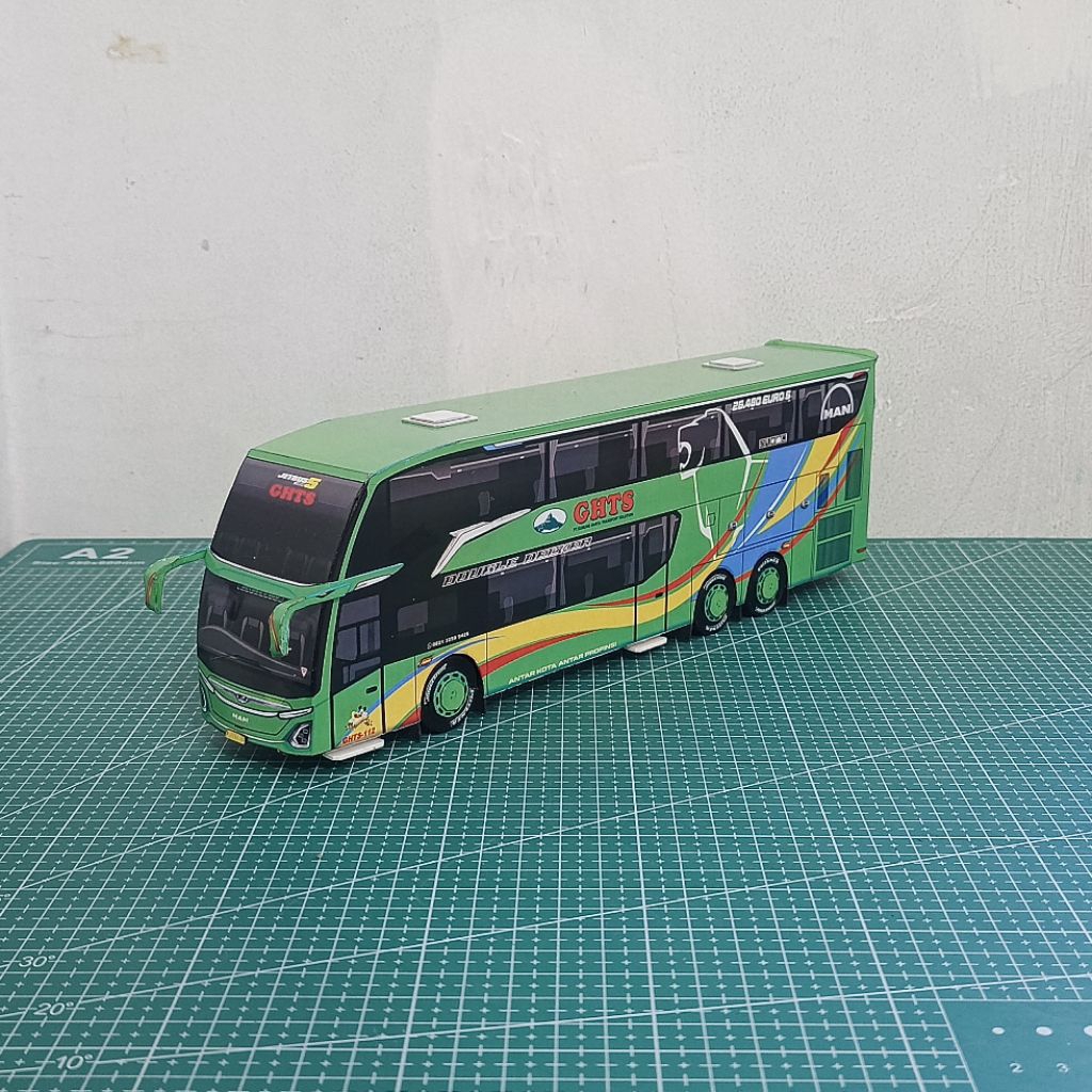 miniatur papercraft bus gunung harta man rr4 skala 50