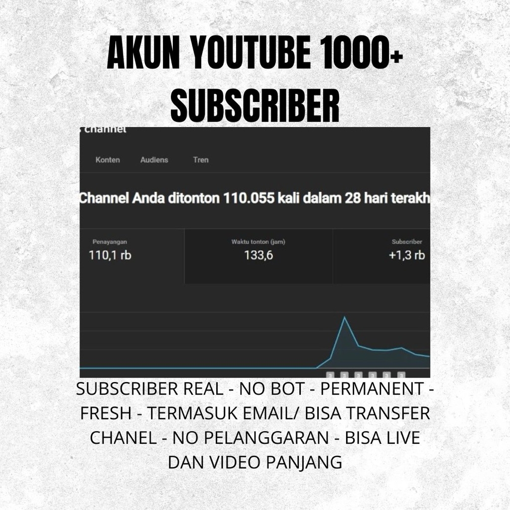 CHANNEL YOUTUBE 1000 SUBSCRIBER / akun yutub 1000sub