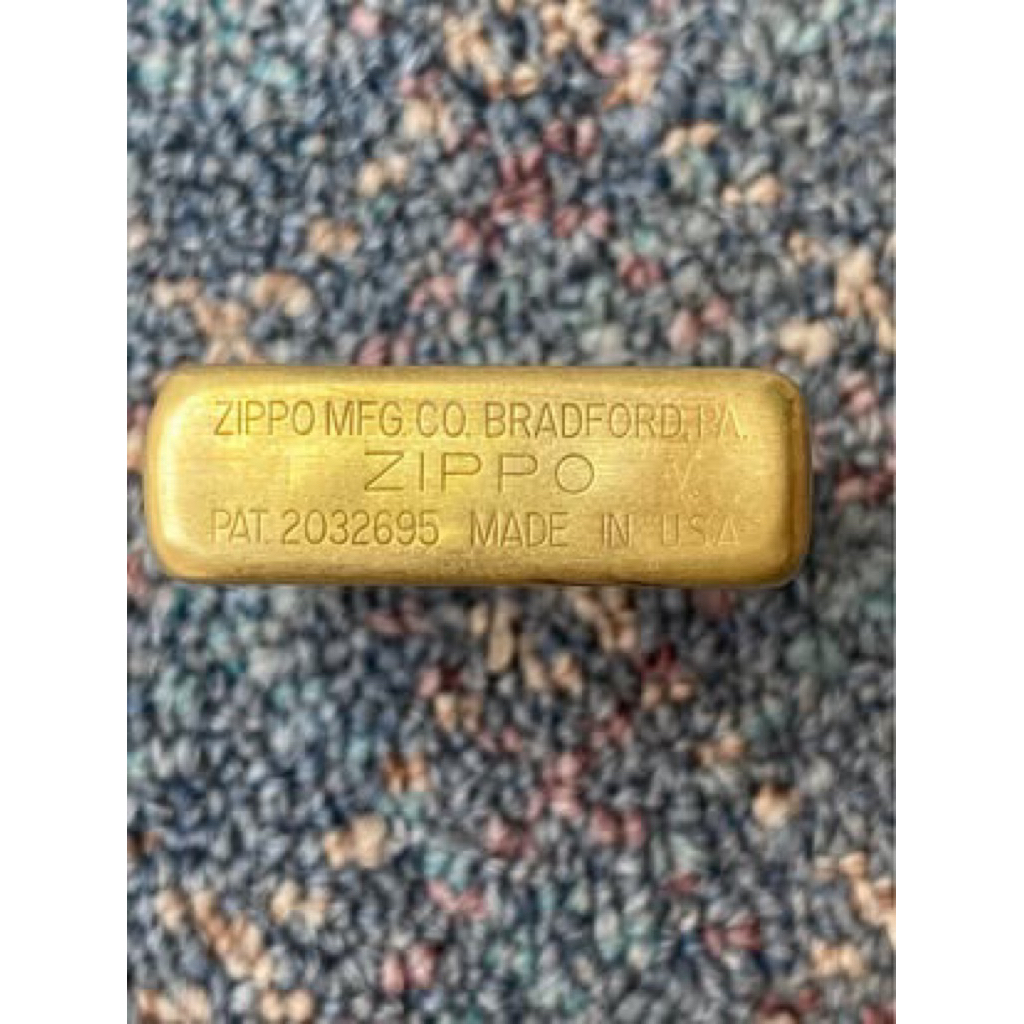 Vintage 1989 Zippo Brushed Brass Diagonal Lines Rare Colectible