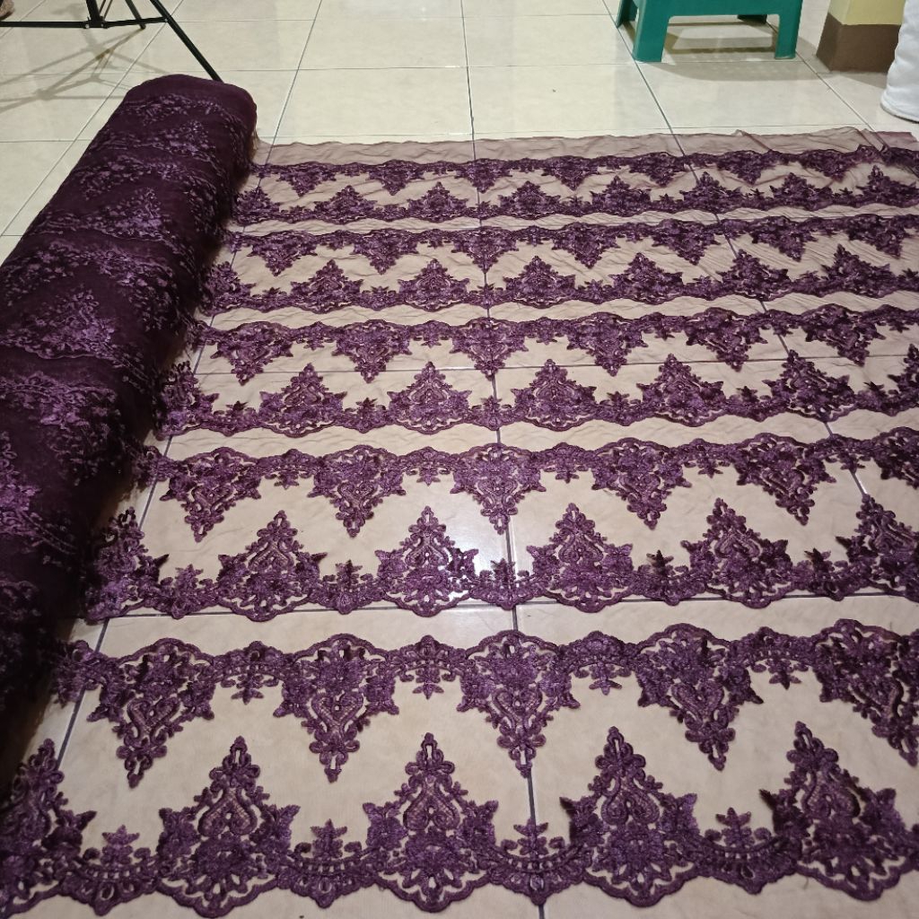 KAIN TILE RENDA / TILE BORDIR RENDA 10 BARIS / BORDIR PINGGIRAN(SETENGAH METER)