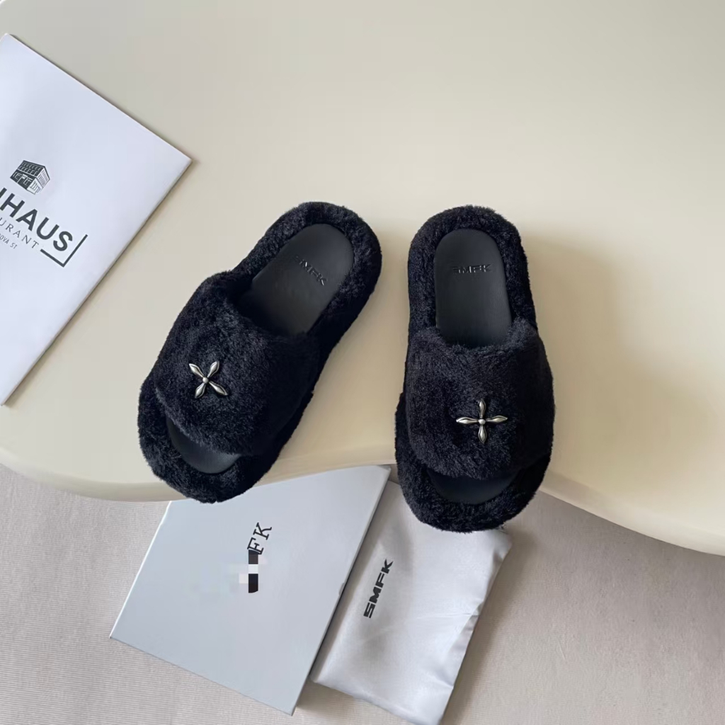 S-FK Fleece Slippers 25S Autumn/Winter Thick-Soled Fleece Slippers/Smfk Shoe Lovers/Thick-Soled Casu