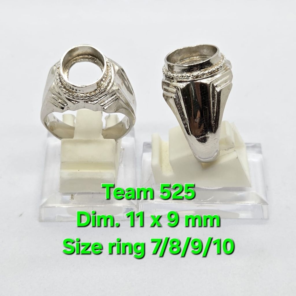 Ring emban alpaka super dim 11x9 tanam motif polos cekung tengah / pengikat ring cincin batu akik ec