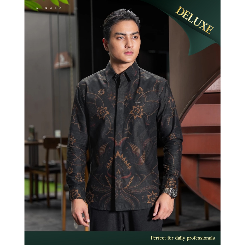 Laskala Batik Premium Haikal Kemeja Batik Pria Slimfit Lengan Panjang