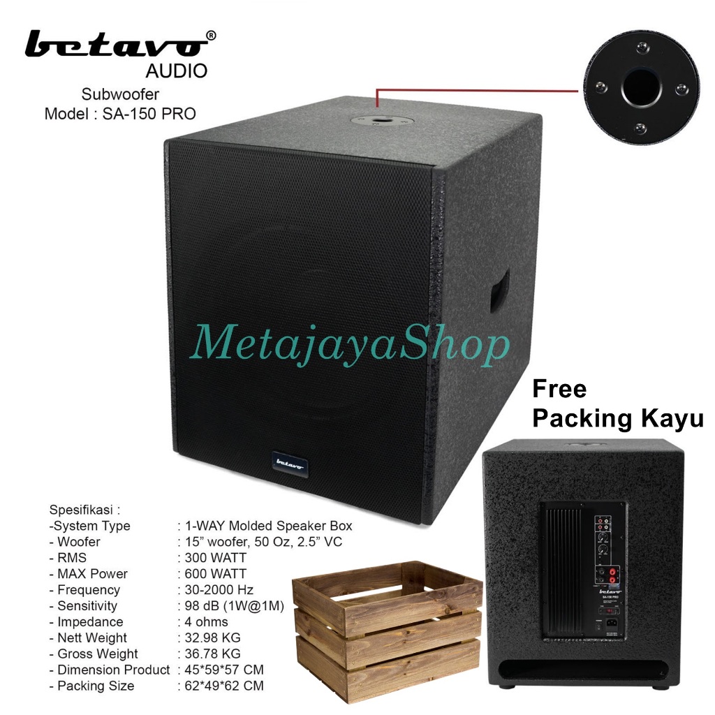 Subwoofer Active Betavo SA-150 PRO Original Sub 15 Inch Garansi Betavo 1 Tahun