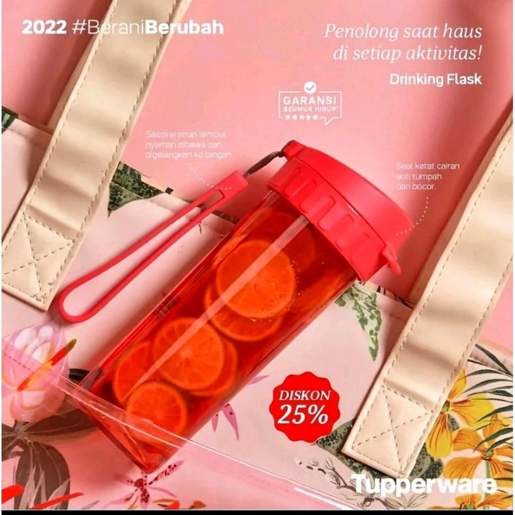 DRINKING FLASK TUPPERWARE/ BOTOL MINUM KRISTAL ADA SARINGAN  UL 400 MLBY TUPPERWARE