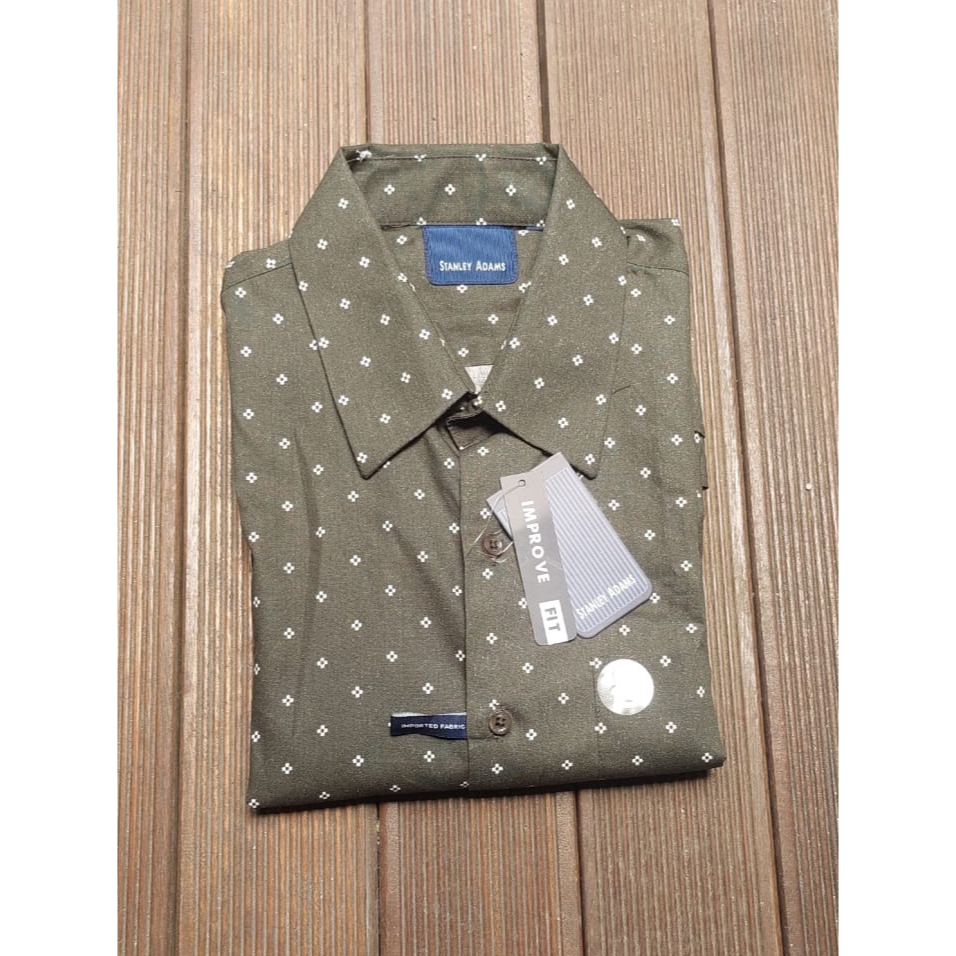 STANLEY ADAM ORIGINAL - HIJAU. KEMEJA PRIA LENGAN PANJANG. NEW WITH TAG