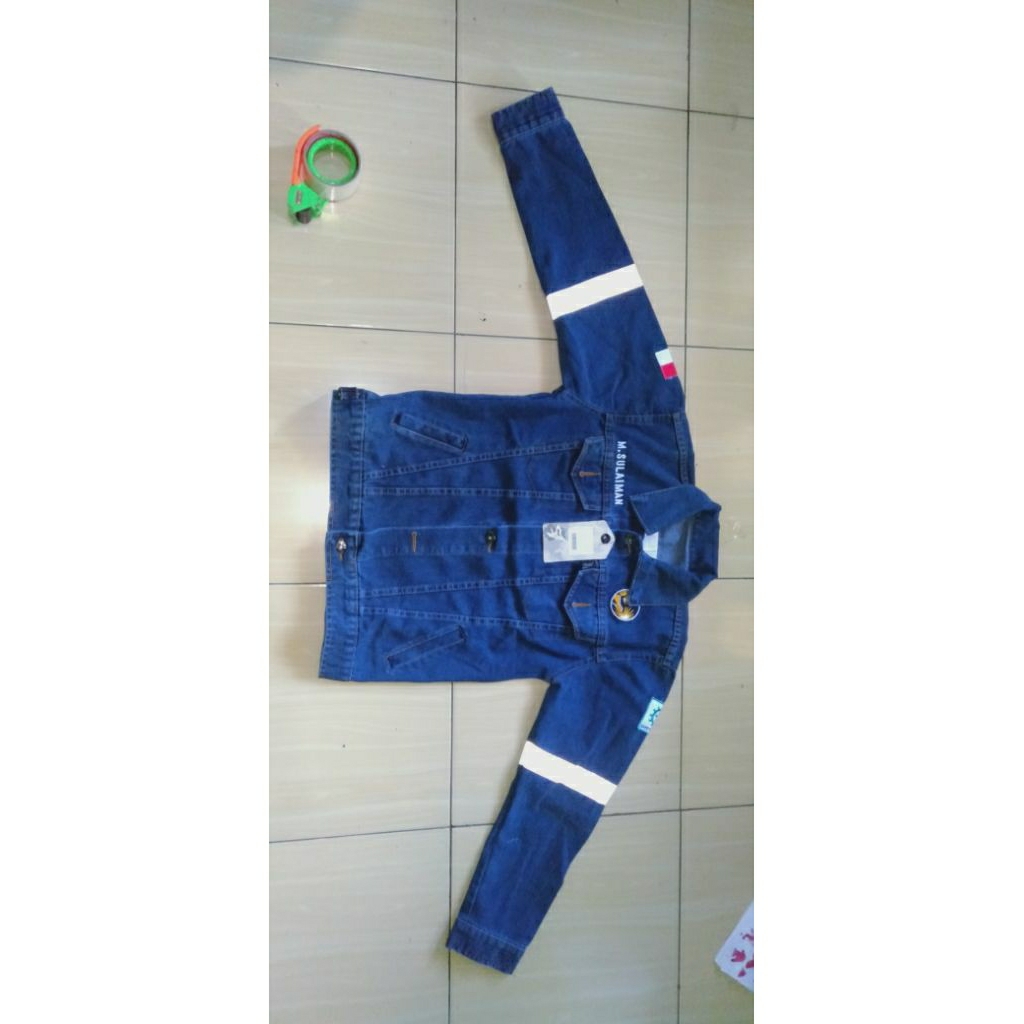Jaket jeans safety.  Full logo full bordir xxl xxxl
