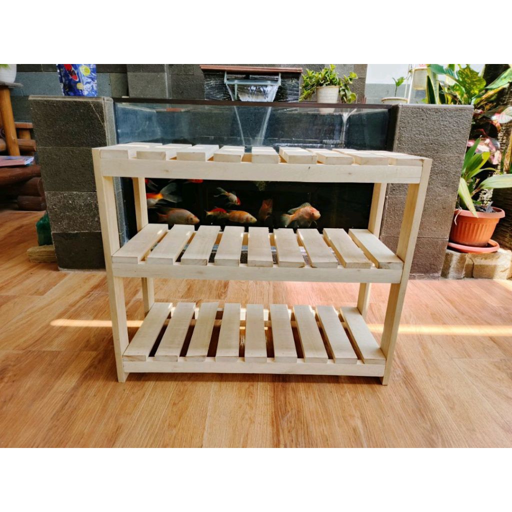 Rak Aquarium Rak Kayu Serbaguna /Termurah Rak Dispenser