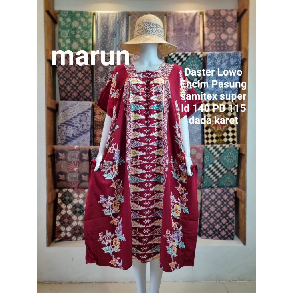 Daster Lowo Encim Pasung Bunga Batik Cap Kombinasi Batik Tulis Premium