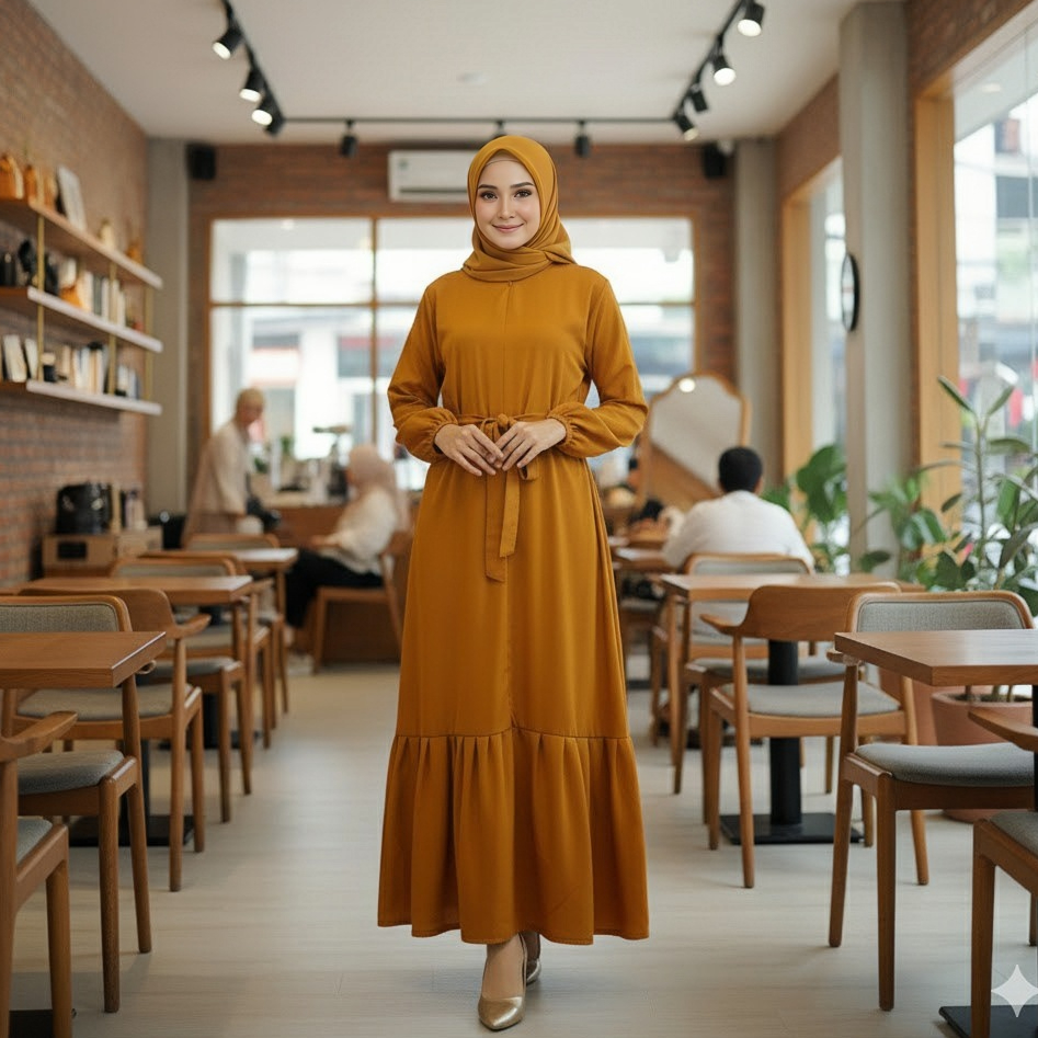 Gamis Abaya Hitam Polos Aqila Busui (Resleting DEPAN) Rok Rempel Bawah Lengan Galeng Karet Kerut Fre