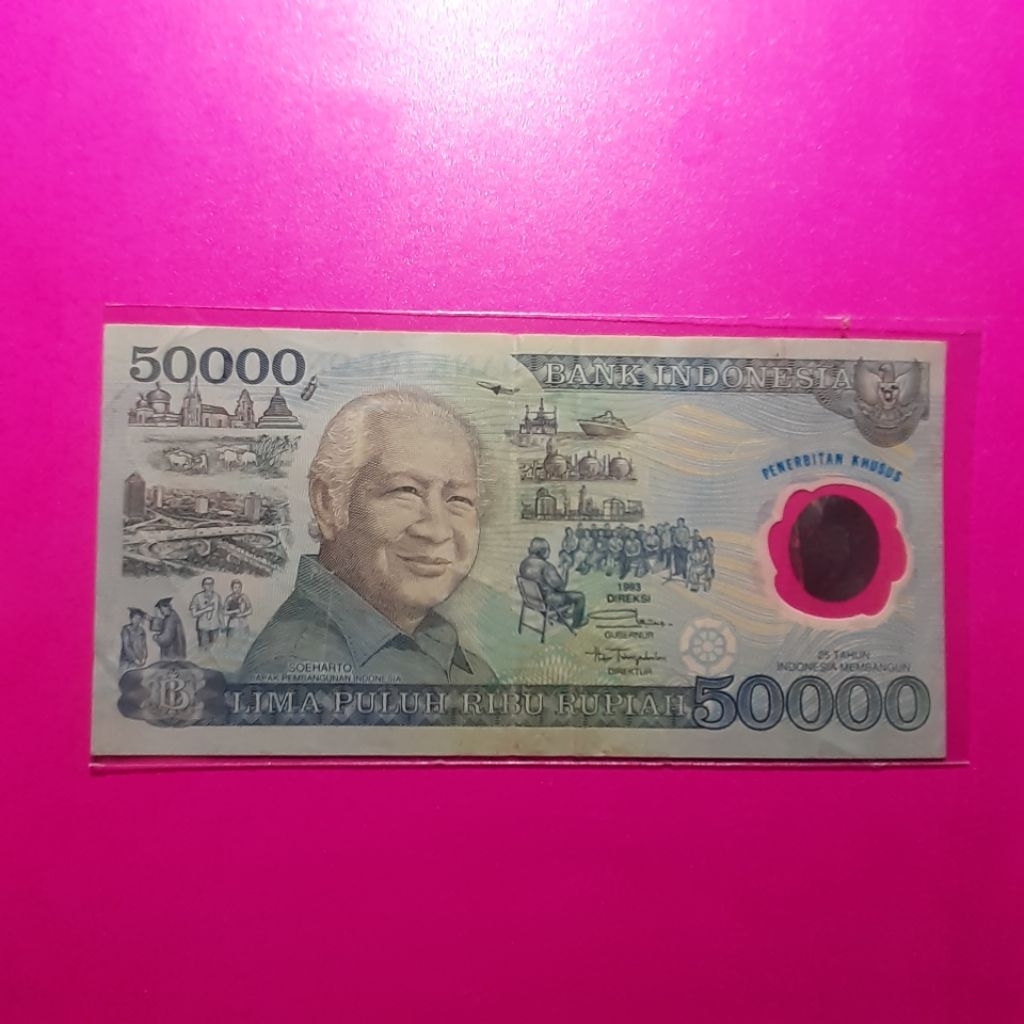 uang kuno 50000 rupiah suharto polymer tahun 1993