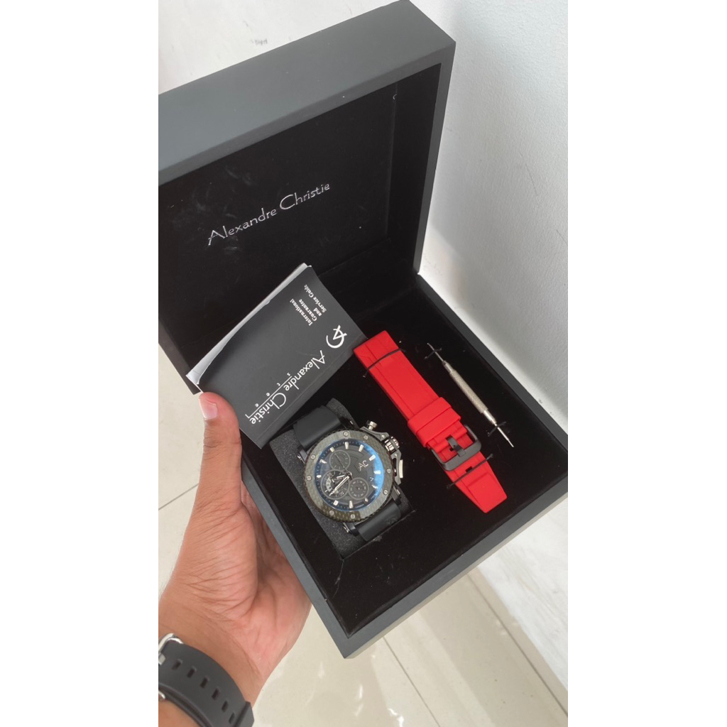 Jam alexandre christie 9205 carbon collection kondisi second fullset