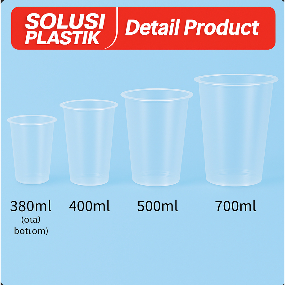 Injection molding Cup Gelas Plastik PP 12 Oz/16 Oz/24 Oz Oval Cup Plastik Oval Uk. 22 Oz 1 Pak Isi 2