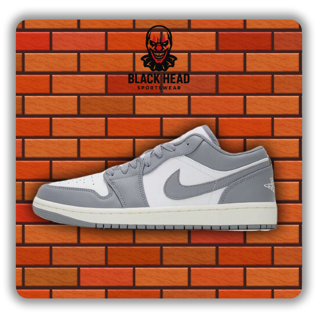 Sepatu Sneakers Abu Stylish Jordan 1 Low Vintage Grey – Black Head Sportswear