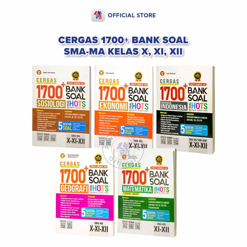 Buku Latihan Soal Kurikulum Merdeka SMA / Cergas 1700+ Bank Soal Bahasa Indonesia / Geografi / Ekono