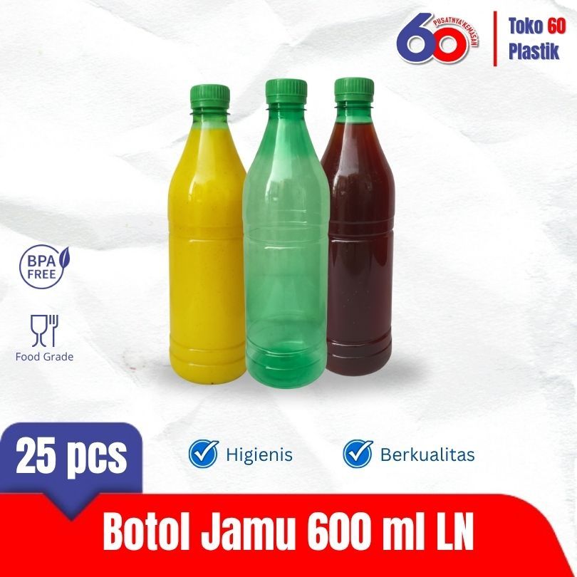 Botol plastik Jamu 600 ml botol unik botol Jamu 600 ml foodgrade+ Tutup - isi 25pcs hemat dan berkua
