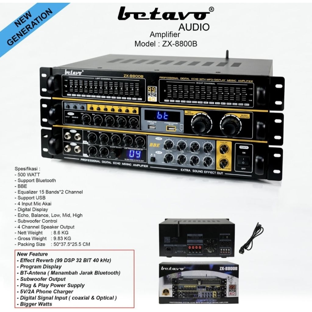 power amplifier karaoke betavo zx 8800b original