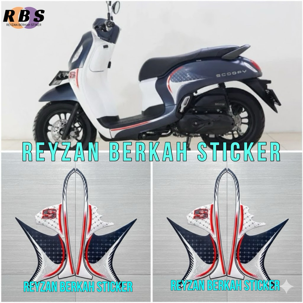 STIKER STRIPING LIS LES BODY HONDA SCOOPY FASHION NEW 2024 BIRU DOFF